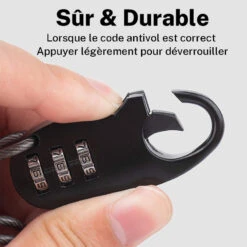 ROCKBROS Câble Antivol Casque Vélo Avec Code à 3 Chiffres Antivol Cadenas Pliable 90 Cm -Vélo Équipement Magasin cable antivol casque velo avec code a 3 chiffres antivol cadenas pliable 90 cm 2