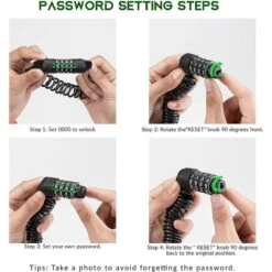 ROCKBROS Câble Antivol Casque Vélo Cadenas à Combinaison à 4 Chiffres Noir 1,5m -Vélo Équipement Magasin cable antivol casque velo cadenas a combinaison a 4 chiffres noir 15m 2