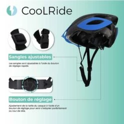 Casque Vélo Adulte 58-62 Cm Multisport Noir/Bleu Avec Visère Intégrée -Vélo Équipement Magasin casque velo adulte 58 62 cm multisport noirbleu avec visere integree 1