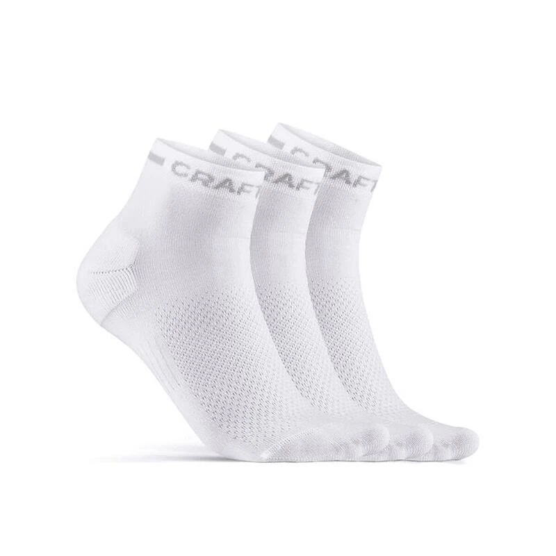 Craft Chaussettes D'entraînement Adulte Core Dry Mid Blanc 3 Craft Chaussettes D'entraînement Adulte Core Dry Mid Blanc