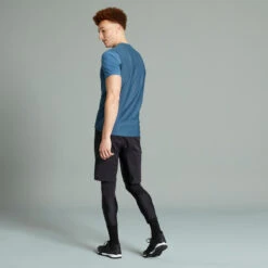 Rockrider MAILLOT MANCHES COURTES VELO VTT EXPL100 HOMME BLEU -Vélo Équipement Magasin maillot manches courtes velo vtt expl100 homme bleu 1