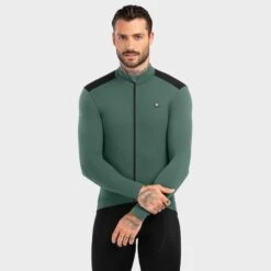 Maillot Vélo Thermique Homme Cyclisme M4 Volta Vert Armée