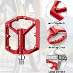 ROCKBROS Pédale Vélo En Alliage Aluminium 8 Clous Antidérapants Rouge -Vélo Équipement Magasin pedale velo en alliage aluminium 8 clous antiderapants rouge 5