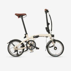 Vélo Équipement Magasin 17 BTWIN VELO PLIANT ULTRA COMPACT FOLD LIGHT 1 SECONDE BEIGE