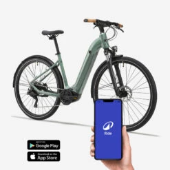 Rockrider Vélo Tout Chemin électrique à Moteur Central - Cadre Bas - E-actv 500 Vert -Vélo Équipement Magasin velo tout chemin electrique a moteur central cadre bas e actv 500 vert 1